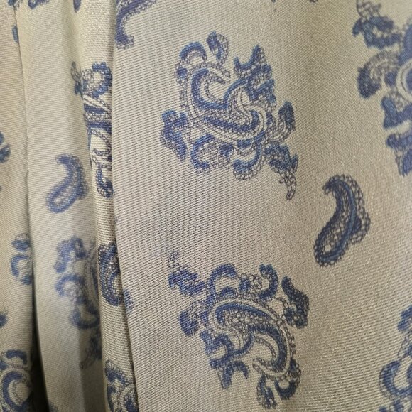 Vintage Mens L Paisley Belted House Robe Smoking Jacket Olive Green Old Money - Picture 7 of 7